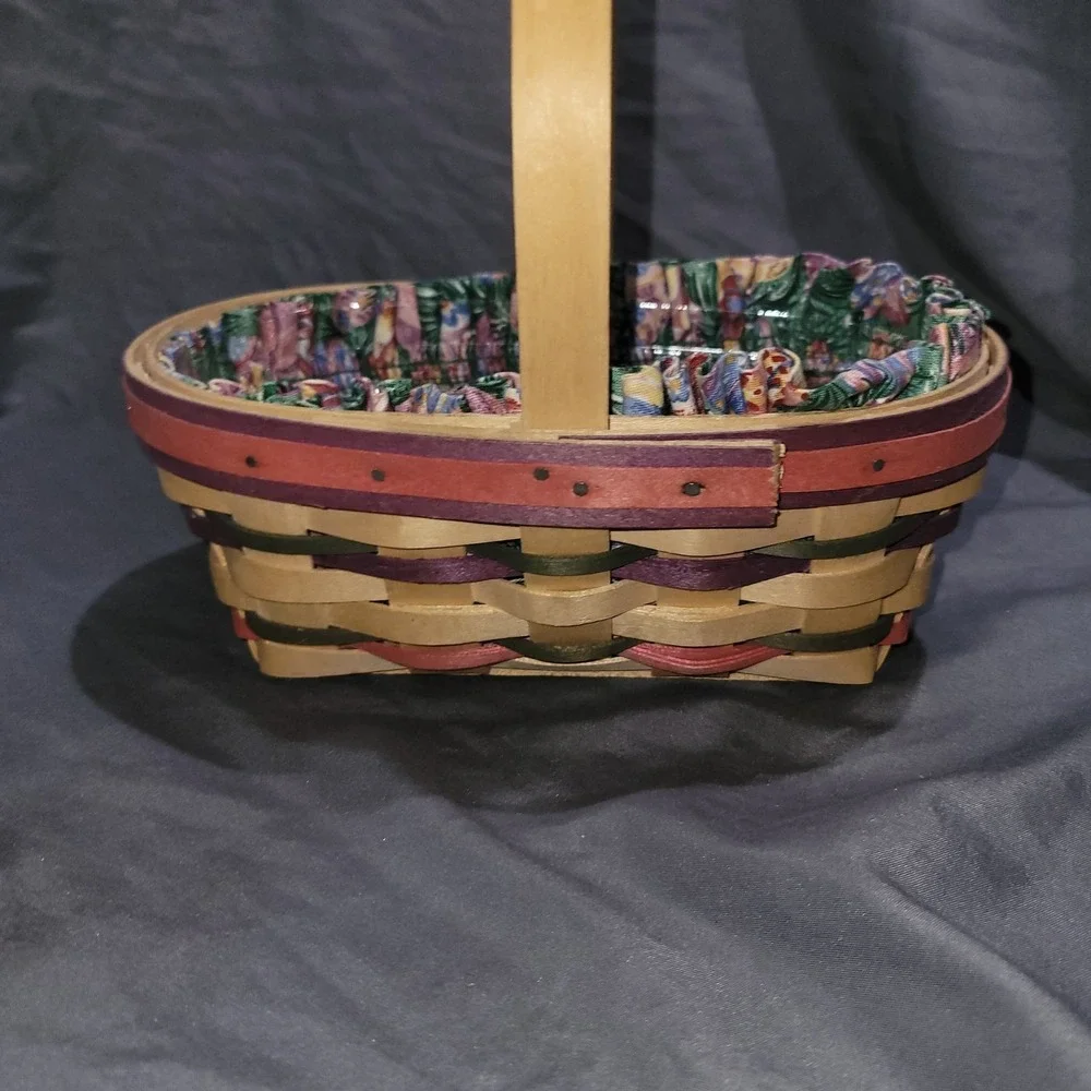 Longaberger 1997 Small Easter Basket W Easter Egg Design Fabric Liner And Insert